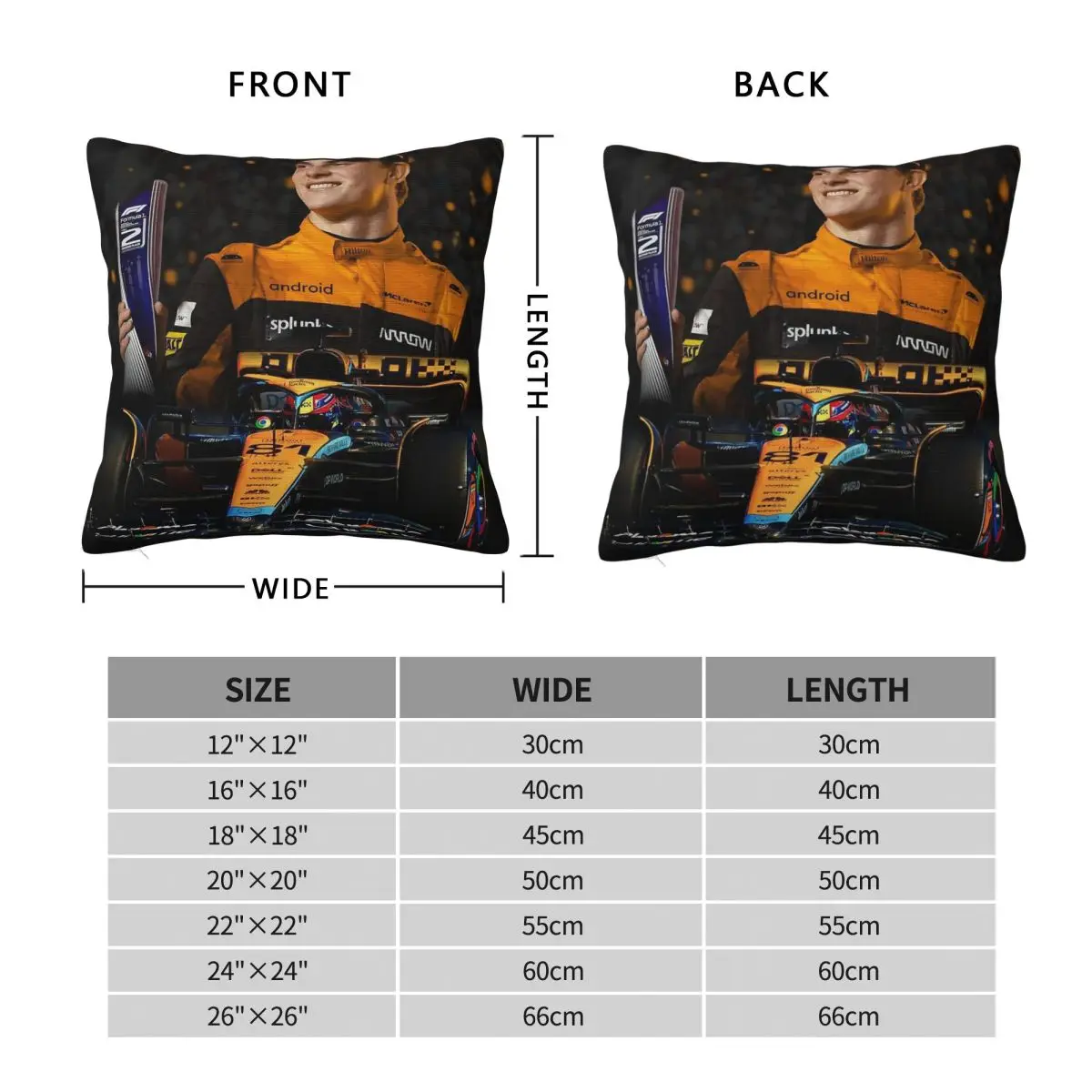 Oscar Piastri Racing Driver Square Pillowcase Polyester Linen Velvet Creative Zip Decor Car Cushion Cover Wholesale