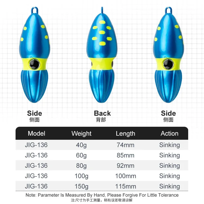 JINGYU 1PCS Cucurbithead Bionic Slow Shake Yanyue Head Sliding60/150g SLIDE Freshwater Sea Fishing Luya Bait Bass with Squid Hot