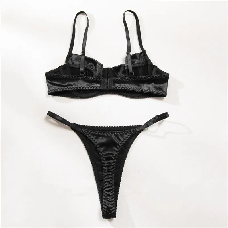 Women Sexy Bra Brief Sets Seamless Solid Black Romantic Lingerie Vintage Thin Underwear Comfortable New Arrival Exotic Sets view 2