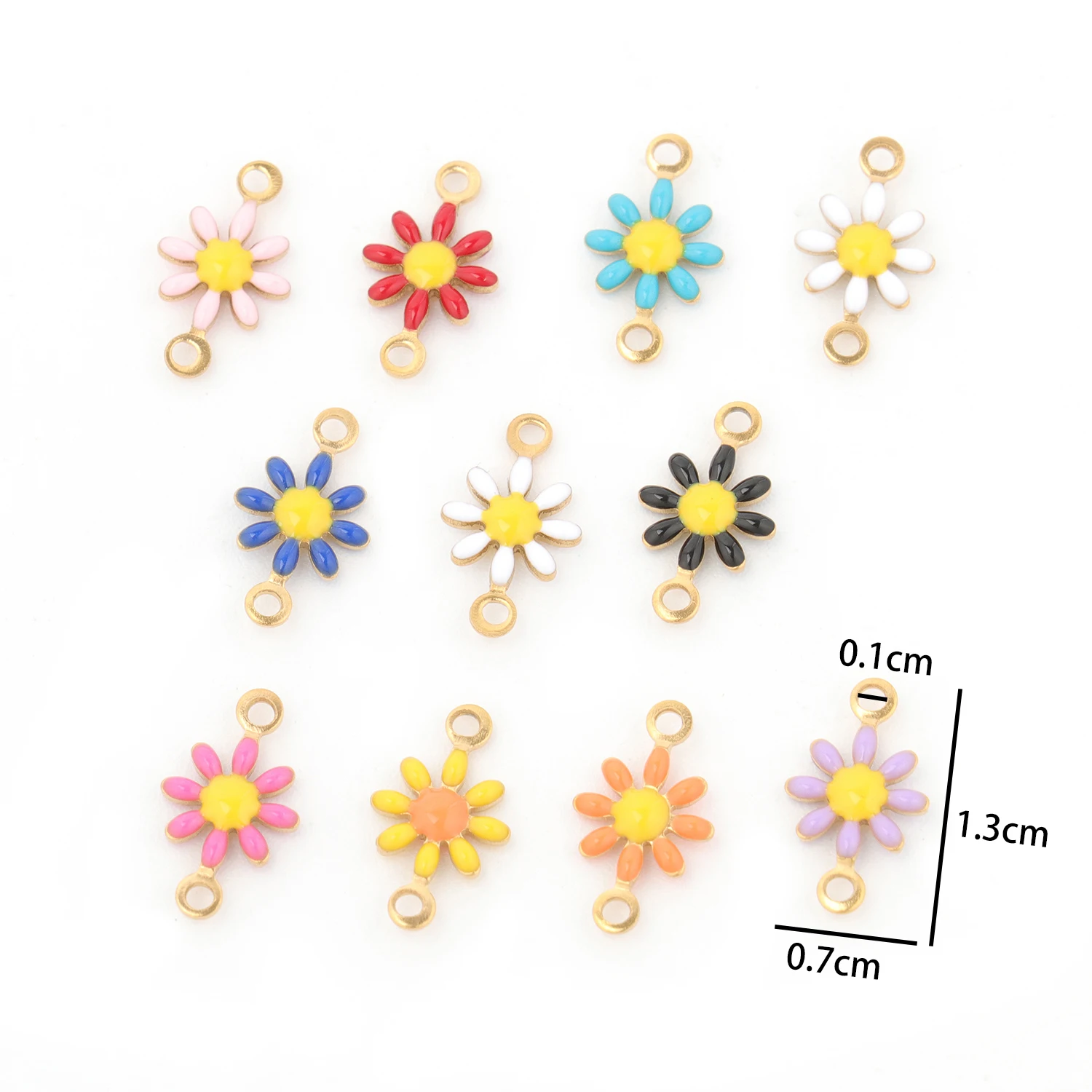 7X13Mm Dubbele Gat Roestvrij Staal Connector Daisy Vorm Charms Connector Einde Sluiting Voor Sieraden Maken Diy Accessoires 5 Stuks