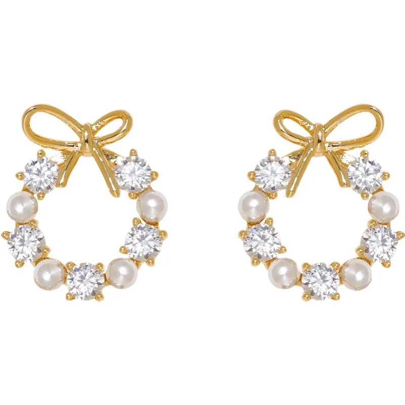 Mousse Small D Bow Earrings Advanced Sense Short Studs without Piercing Mosquito Coils Ear Clip Female Ear Accessories Niche Uni