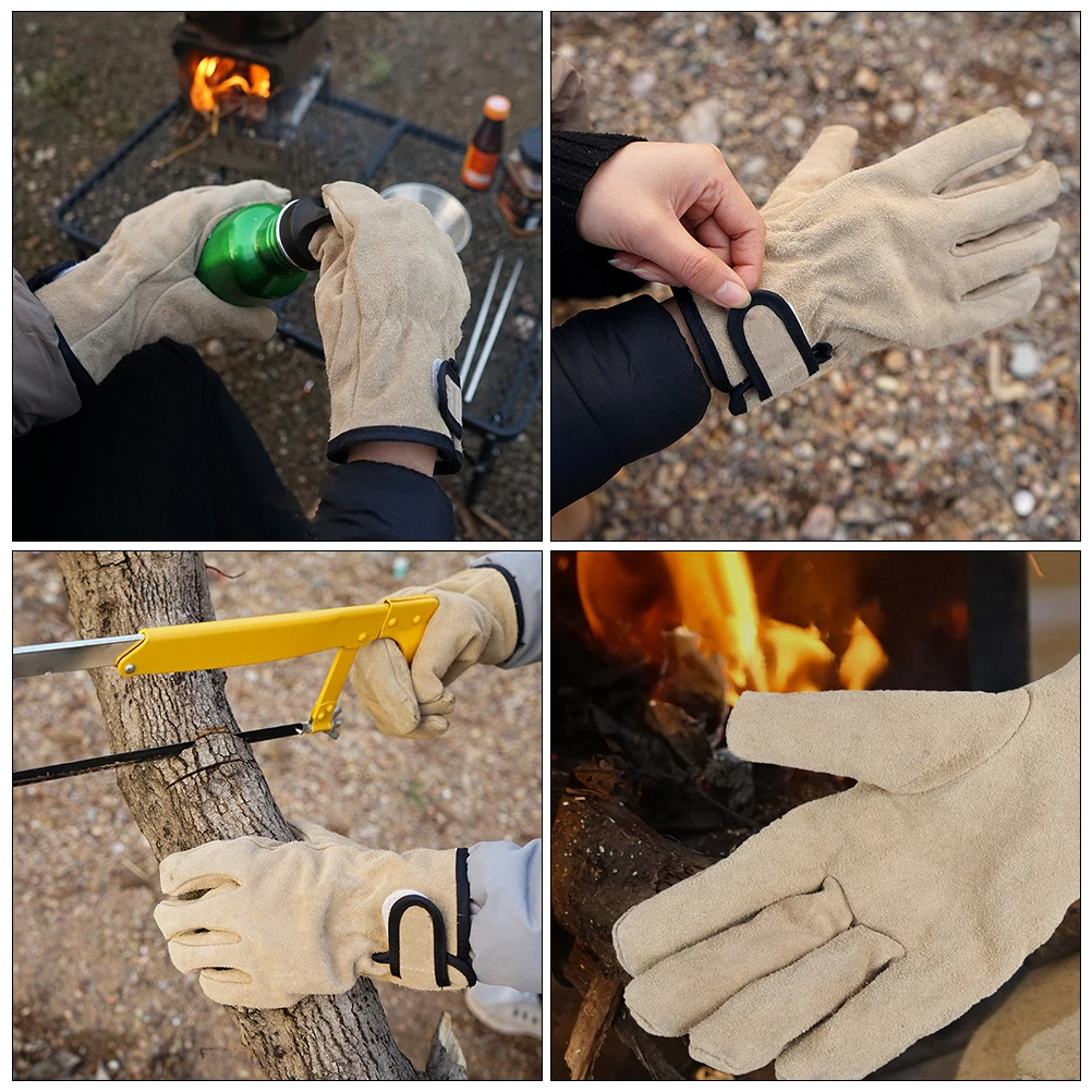 

Heat Resistant Gloves Anti Scalding Polyester Camping Outdoor BBQ Mitts Grill Gloves Protective Fireplace Stove Oven Cooking