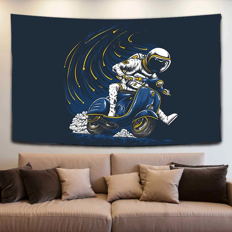 VIKAMA Astronaut Moon Tapestry Polyester Wall Hanging Realistic Space Exploration Tapestry for Bedroom Room Decoration