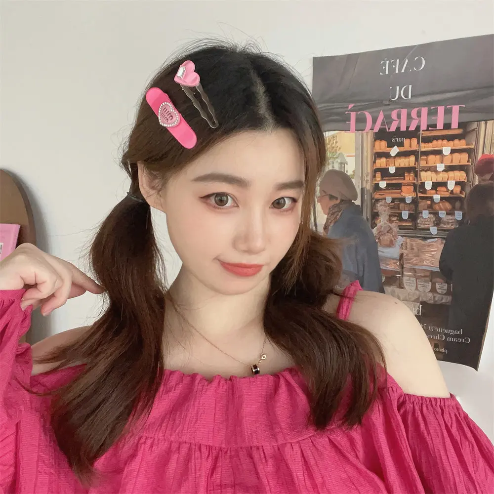 여성을위한 7 개/대 금속 스타 헤어 클립 하트 라인 석 머리 핀 패션 귀여운 소녀 사이드 클립