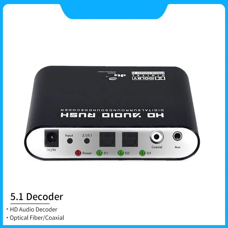 

5.1 цифровой аудиодекодер 24 бит 192 кГц оптоволоконная коаксиальная плата декодирования для 5,1-канального усилителя