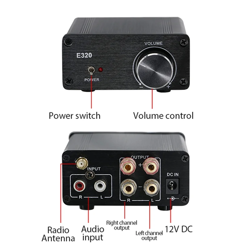 【Livraison Rapide】E320 100W* 2 12V Mini Standard Hifi Table Portable Bluetooth TPA3116 Class D Digital Professional Audio Powerf
