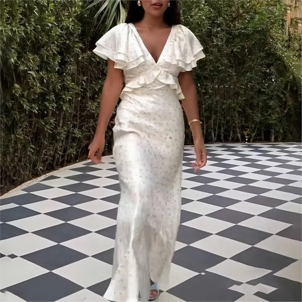 مزاجه المألوف أنيقة تكدرت الخامس الرقبة الخصر النحيف المعانقة فستان الأزهار طباعة العصرية الخامس الارتباط المنخفضة قطع Vestidos عطلة