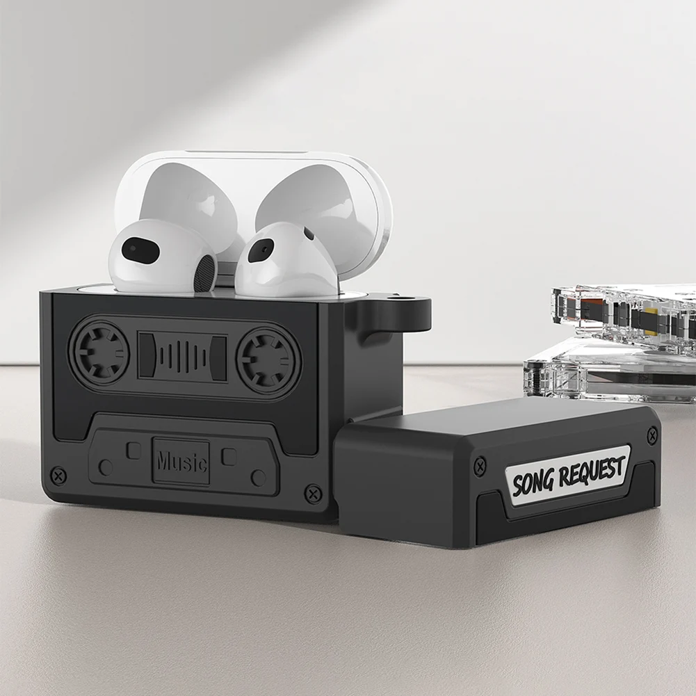 كاسيت الشريط غطاء من السيليكون ثلاثية الأبعاد لطيف لينة غطاء سيليكون للصدمات الكرتون سيليكون واقية ل AirPods 4th Gen 2024 #1