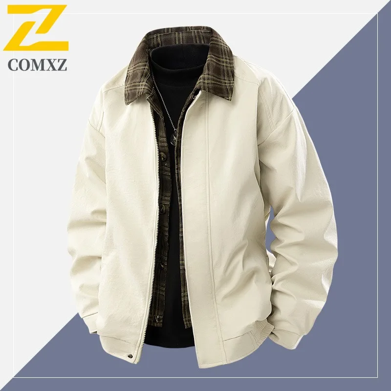 

Мужская байкерская куртка с воротником-стойкой, пальто из искусственной кожи, водостойкая ветрозащитная уличная одежда большого размера, мотоциклетная верхняя одежда, винтаж 2025 г.