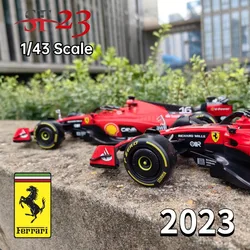 Bburago-coches de aleación Ferrari, modelos de coches de juguete a escala 1/43 F1 2023 SF23, 16 Lecler 55 Sainz Jr, fundido a presión, regalo para niños