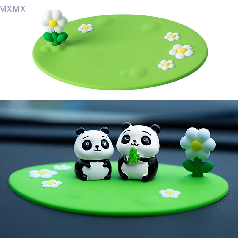 Cute Flower Four-leaf Clover Car Center Console Non-slip Mat PVC Strong Adsorption Phone Fix Mat Storage Pad Interior Ornament