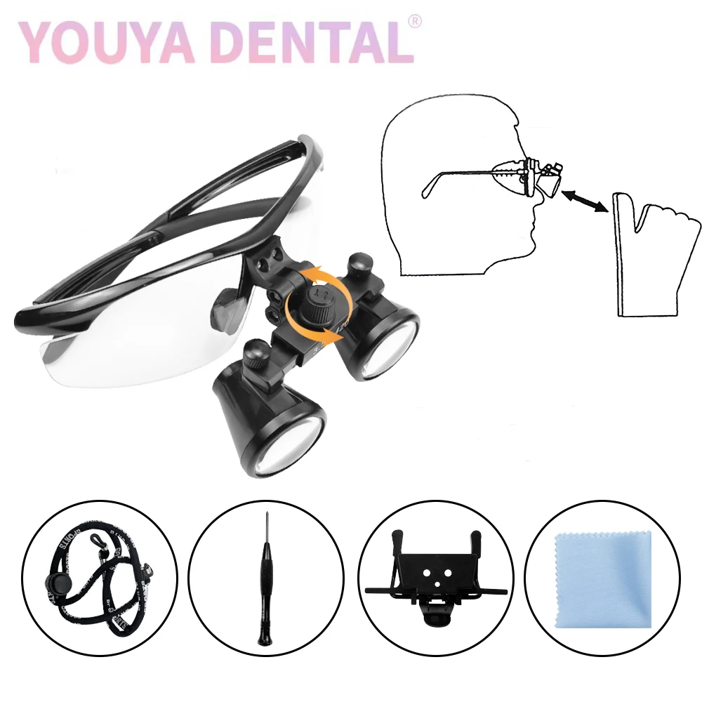 

1 Set Dental Loupe Ultra Light 3.5 X 420mm Head-Mounted Binocular Loupe Adjustable Far and Near Distance for Dental Surgery