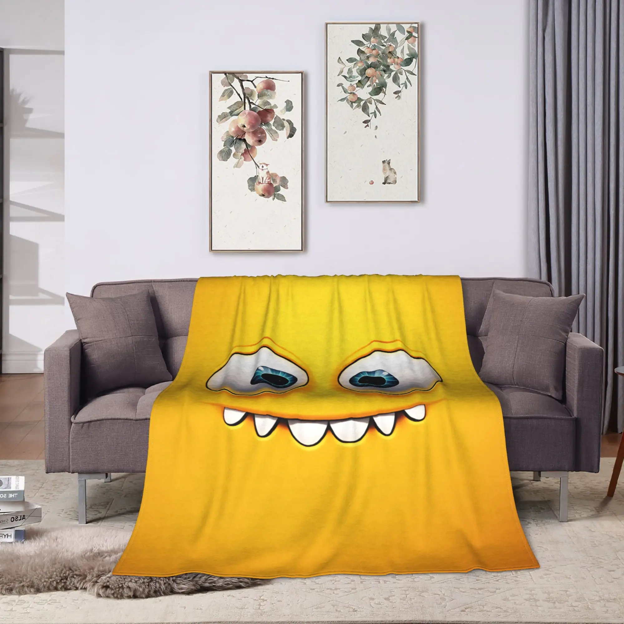 An Evil Looking Face Funny Meme Flannel Blankets Kids Warm Comfy Bedding Throws Winter Living Room Bedspread Sofa Bed Cover
