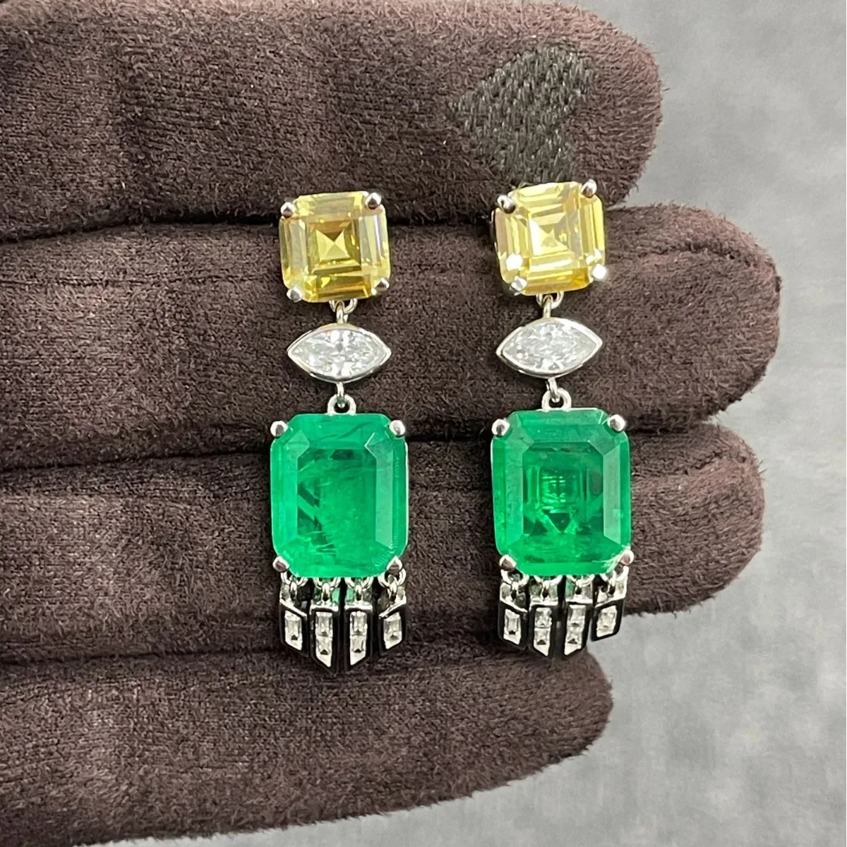 WUIHA 100% 925 Sterling Silver Asscher Cut Citrine Emerald Lab Sapphire Gemstones Drop Dangle Earrings Anniversary Fine Jewelry image 4
