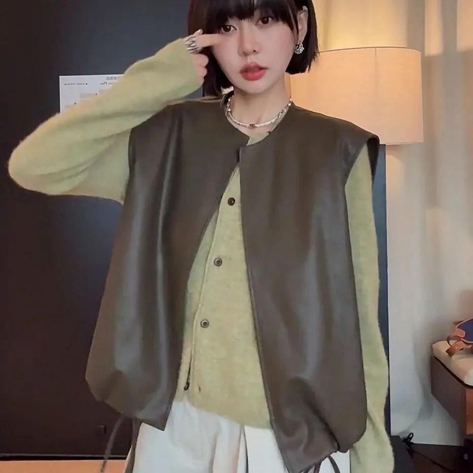 

Black Retro Motorcycle Faux Leather Jacket New Spring Autumn Short Style Trend Versatile Zipper PU Leather Coat Outwear