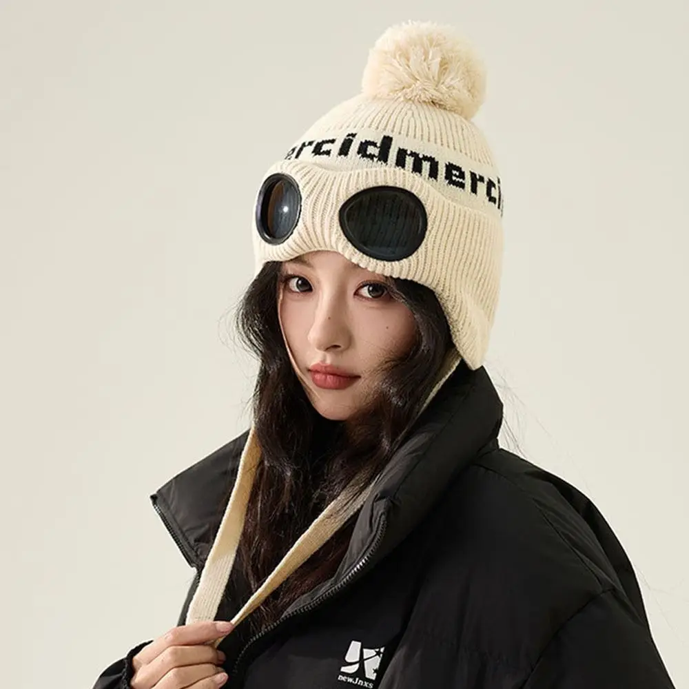أزياء يندبروف نظارات محبوك قبعة الأذن حماة الباردة واقية قبعة صوفية قبعات صغيرة دافئة الشتاء