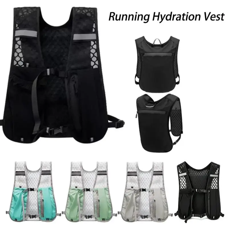1Pcs Lightweight Marathon Running Hydration Vest Reflective Water Bladder Pack for Trail Running Camping Trekking