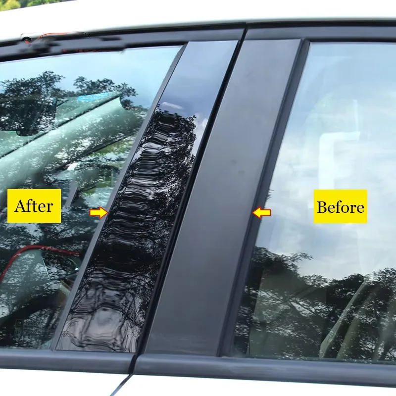 Glossy Black Carbon Fiber Window Door Deal B C Pillar Post Cover Sticker For Toyota Avalon XX30 2005-2012 2006 2007 2008 2009 - view 5