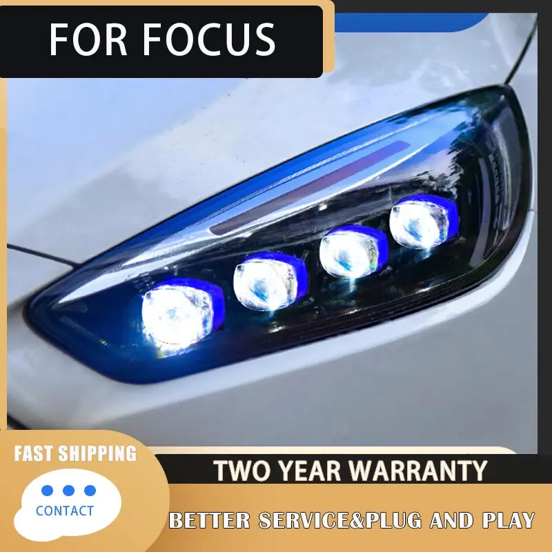 Full LED Headlight Assembly for Ford Focus 2015-2018 Headlight Plug and Play with LED DRL Dynamic Turning Projector Head lights