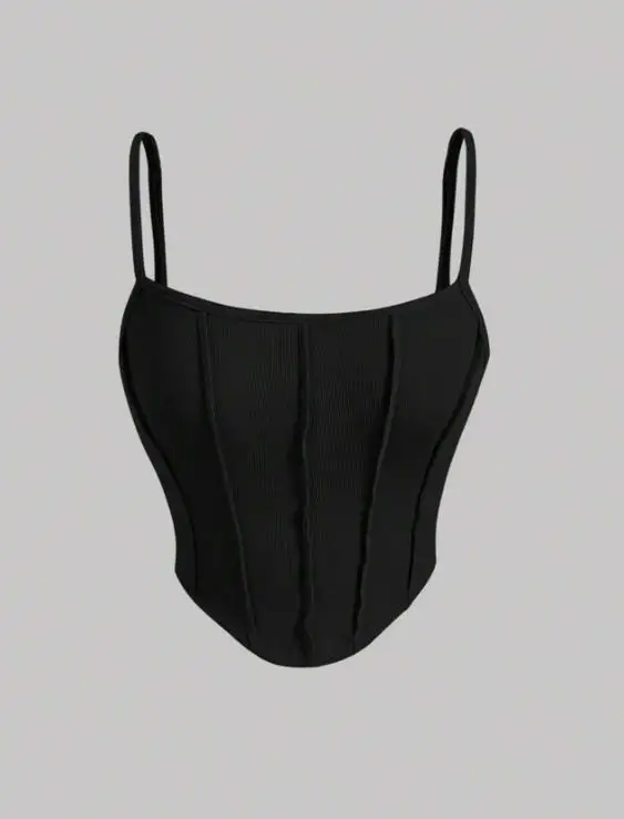 

Summer 2026 new women's fashion casual retro style ultra short interior design black slim fit vest top women's clothing