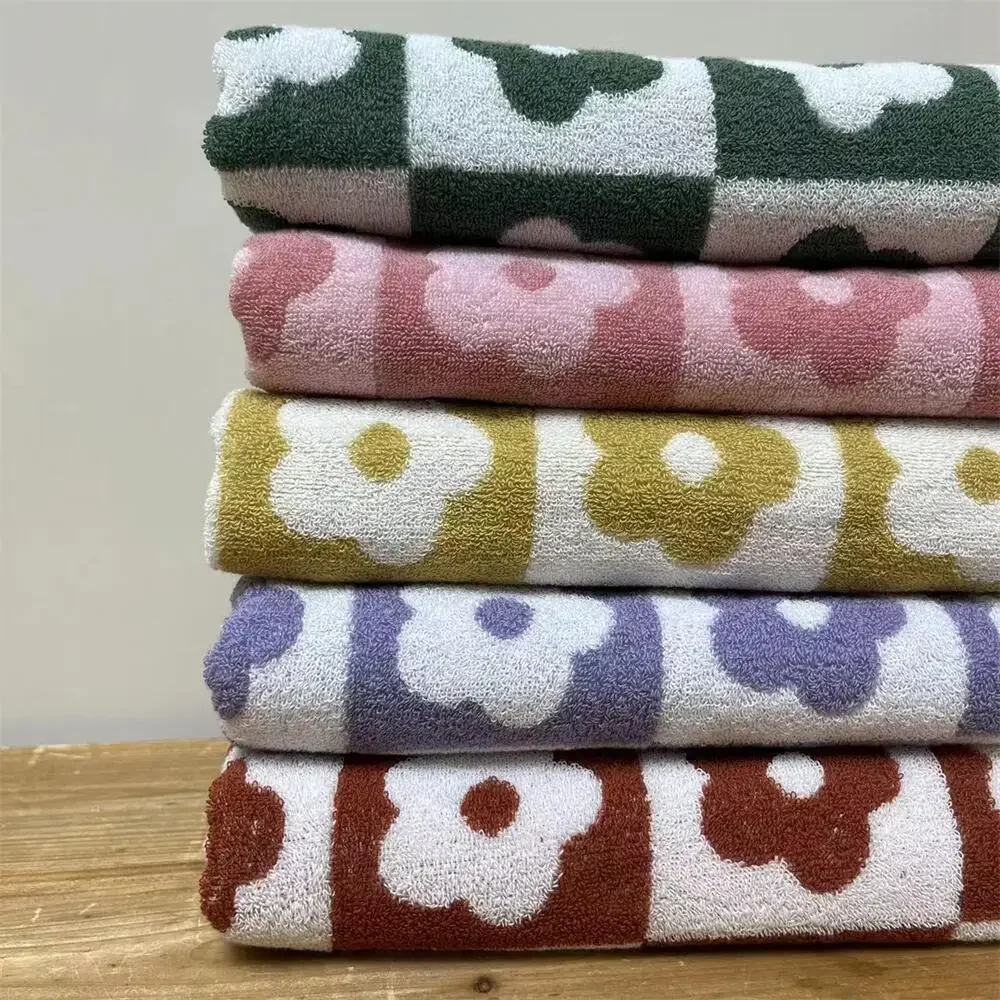 Plaid flower cotton Oval, soft and kind skin pace, absorbent bathroom pace for home availability