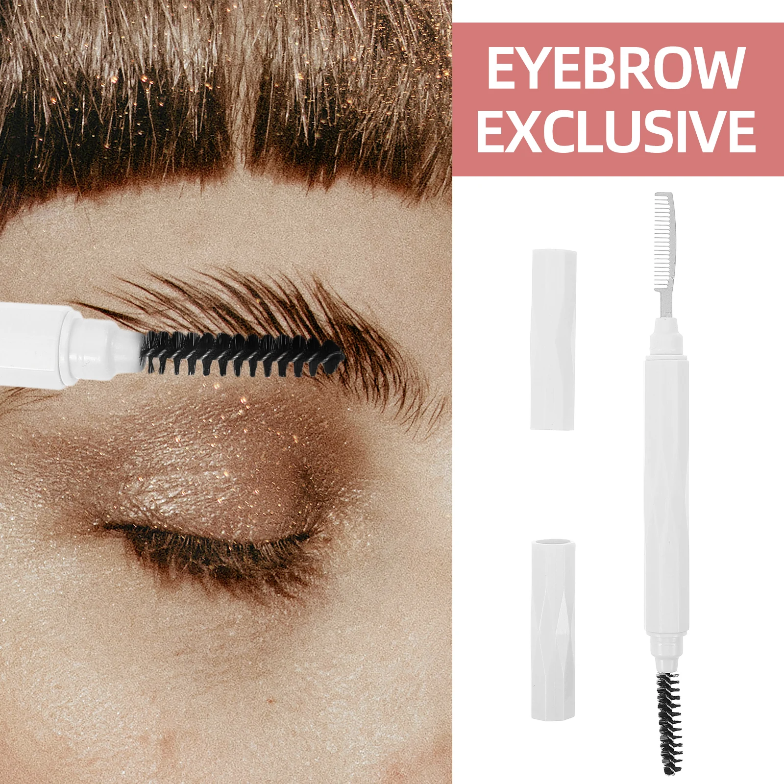 Dual Wenkbrauw Kam Brush Tool Zachte Haren Wimper Styling Bruine Gel Mascara 2in1 Make-Up Spiraal Brow Wimpers Grooming Fijne Tand