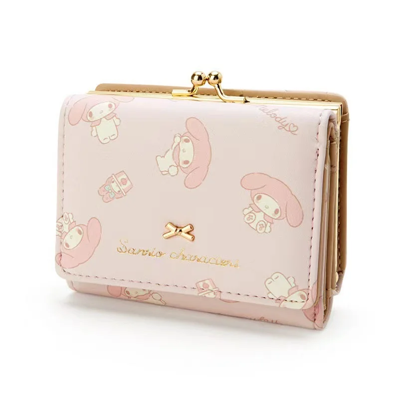 Hello Kitty PU Wallet Keychains Cinnamoroll Card Bag My Melody Woman Clutch Pouch Kuromi Folding Girl Coin Purse Holder Purse view 4