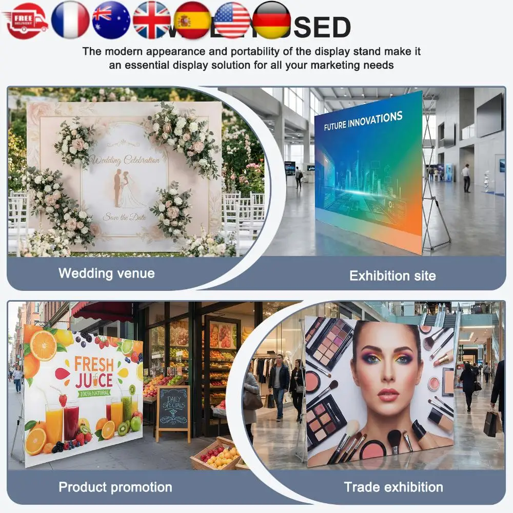 

Pop Up Display Stand with Storage Bag & Cable Ties Portable Backdrop Booth Frame Reinforced Back Support Frame for Trade Show