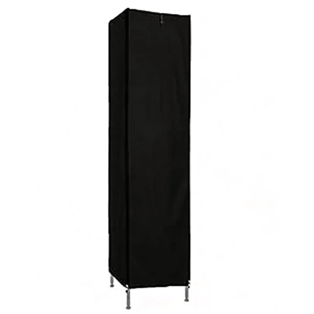 Wire Rack Shelf Cover 12 W x 12 D x 50 H Polyester Material Black Dustproof Waterproof Cover with Two Zippers and Sticky Strap