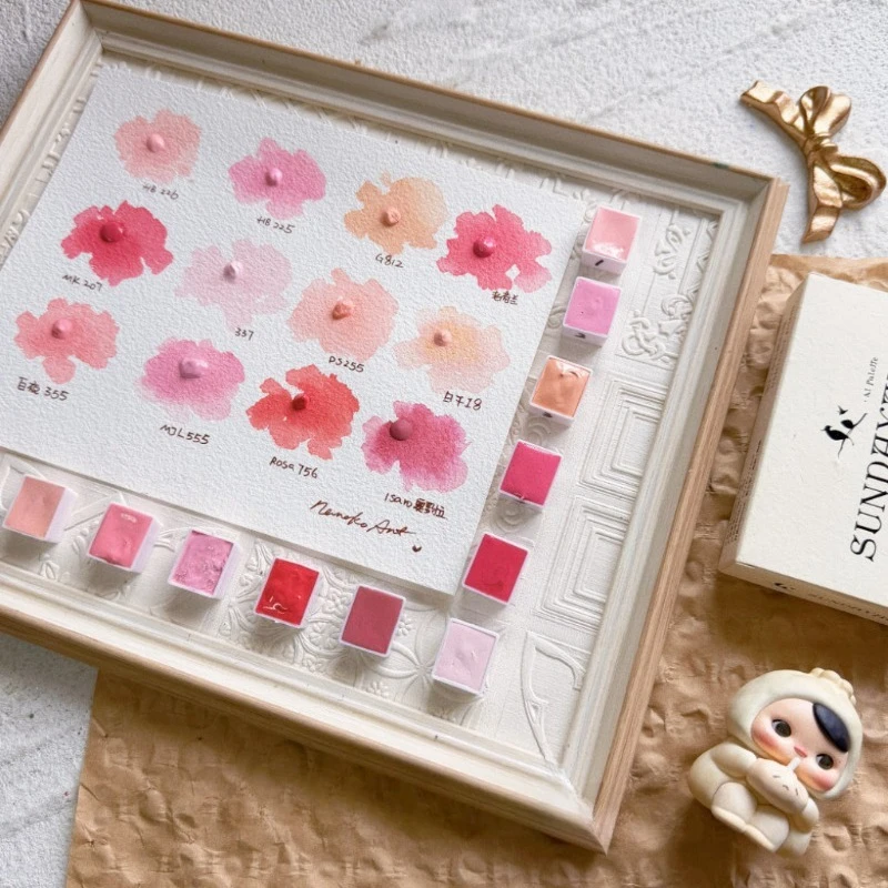 Pink Watercolor Paint 2ml Sakura Pink Skin Tone Watercolor Swatch Art Supplies Hand Painting Pigment for Artist Student Drawing