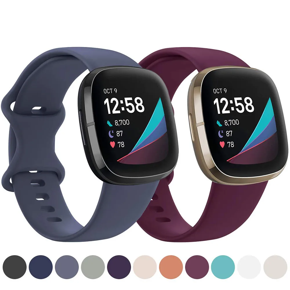 Weiches Silikonarmband für Fitbit Versa 3, Fitbit Sense Sport Smart-Armbanduhr, Ersatzarmband für Fitbit Versa 3, Fitbit Sense