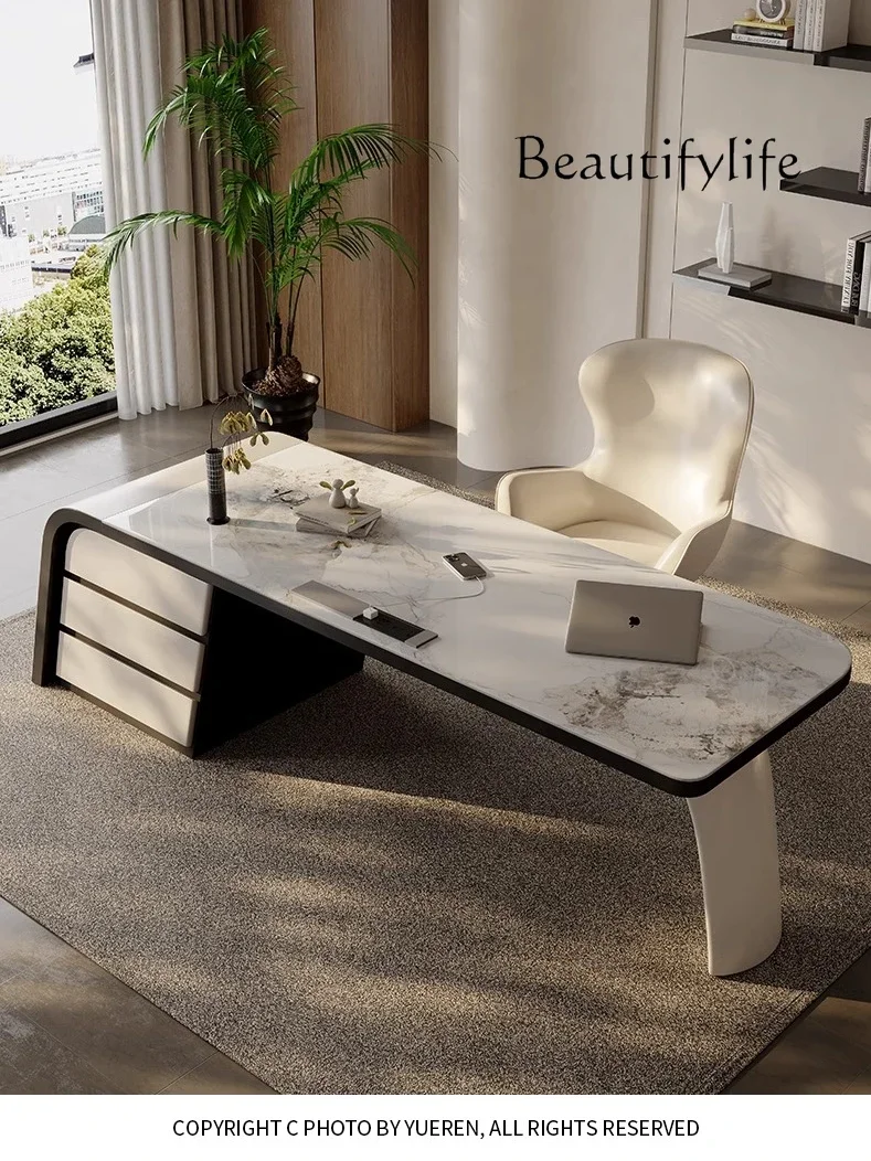 Light Luxury Minimalist Stone Plate Desk Modern Simple Computer Desk Home  Desk