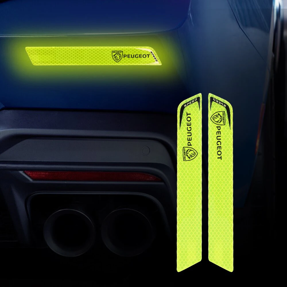 

2Pcs Car Reflective Sticker For Peugeot 107 206 207 208 301 308 408 508 2008 3008 Rear Bumper Decal Safety Warning Decor