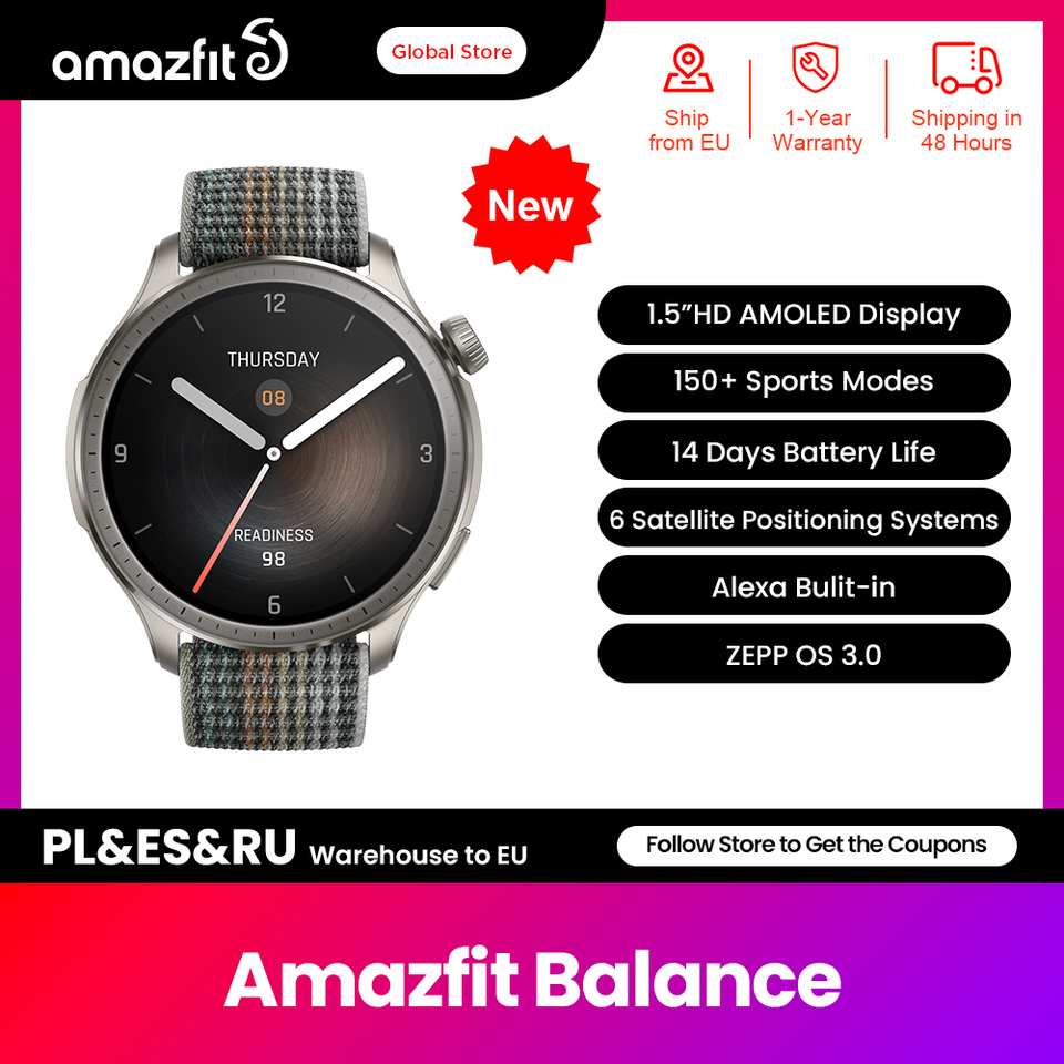 [Only For Russia] Amazfit Balance 46mm Smart Watch150 Sports Modes Sleep and Health Monitoring GPS For Android IOS Phone