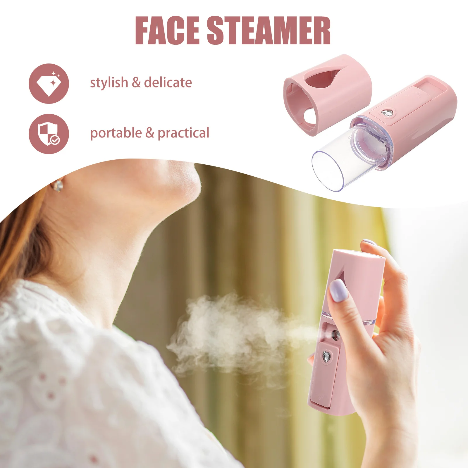 Mini Hydraterende Gezichtsstoomboot Handheld Draagbare Luchtbevochtiger 20ml Facial Mister voor Huidhydratatie en Diepe Reiniging