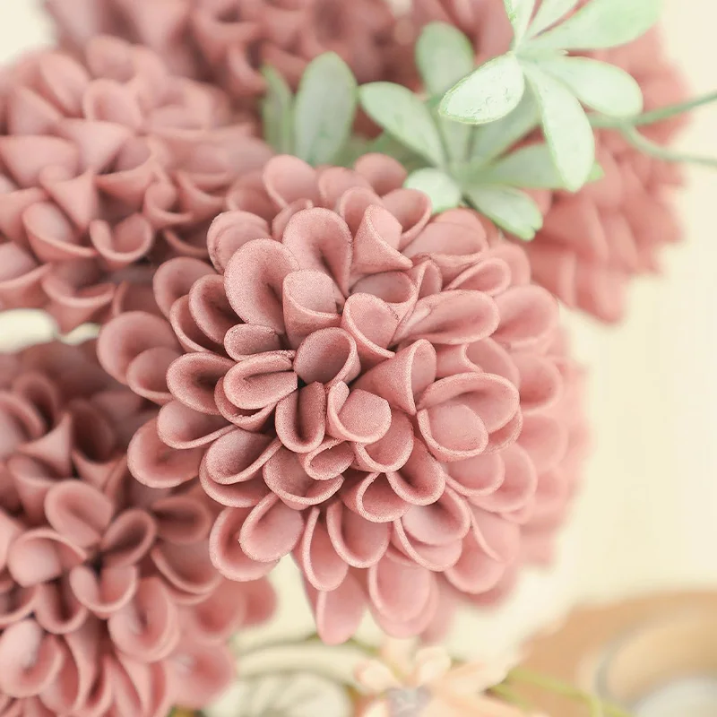 Artificial Dahlia Flowers 25pcs Real Looking Dusty Rose Foam Fake Roses with Stems for DIY Wedding Bouquets Bridal Shower Center