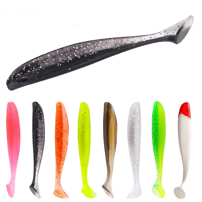 10Pcs/Pack Soft Lures Worm 55mm 65mm 75mm Wobblers T Tail Carp Fishing Soft Lures Silicone Artificial Baits for Fishing Tackle