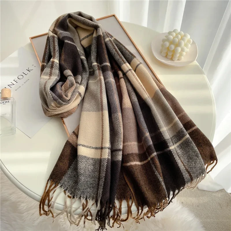 2023 New Thick Warm Winter Scarf Design Print Women Cashmere Pashmina Shawl Lady Wrap Tassel Scarves Knitted Men Foulard Blanket