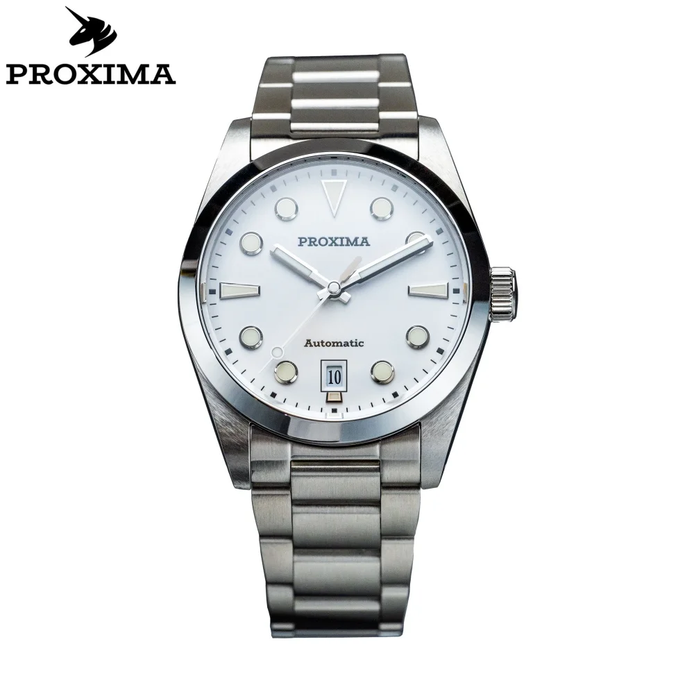 

2024 PX1690-2A 37MM Proxima Vintage Men Automatic Mechanical Watches PT5000 Sapphire Stainless Steel Enamel Dial 20Bar