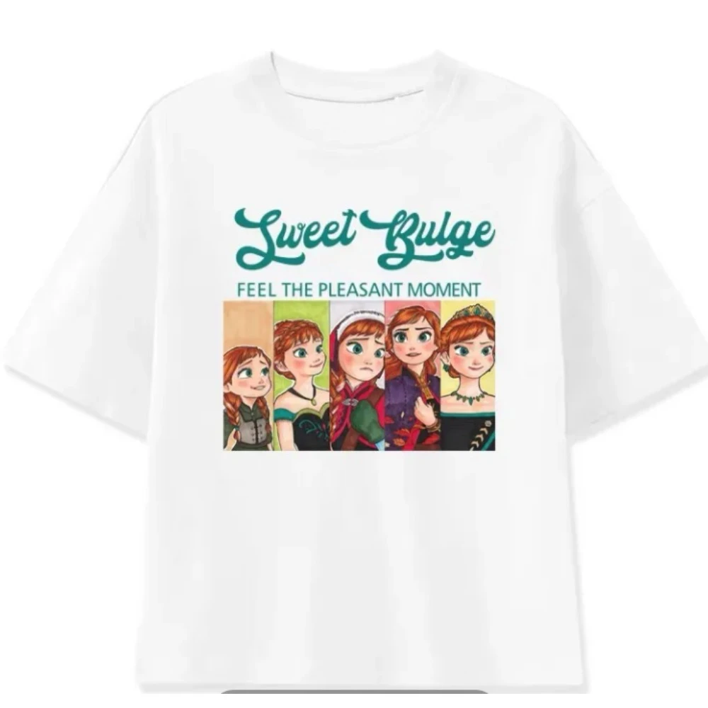 

Футболка с короткими рукавами с принтом «Холодное сердце» принцессы Эльзы и Анны Диснея, мужская и женская высококачественная повседневная удобная футболка с короткими рукавами