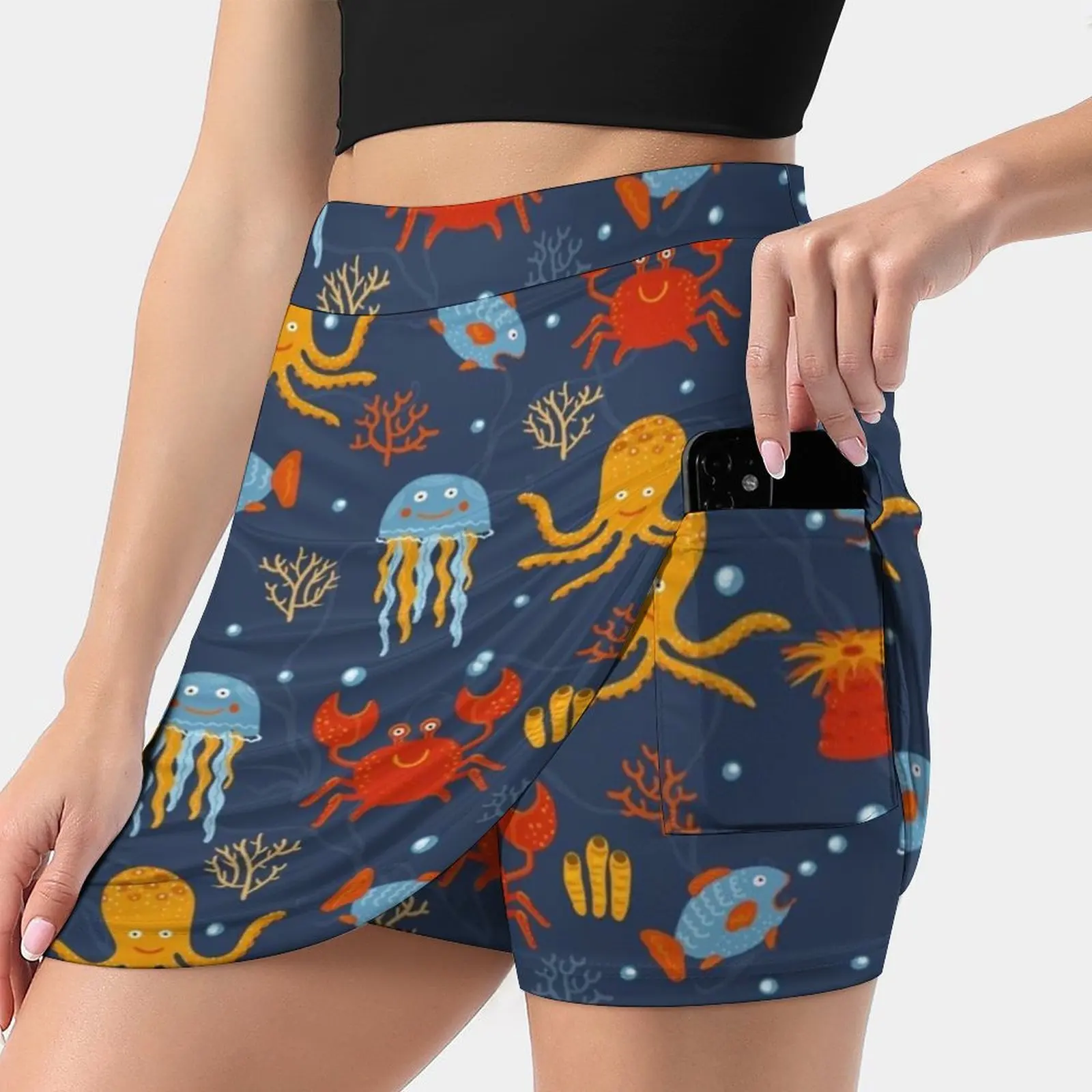 Under The Sea Women's skirt Aesthetic skirts New Fashion Short Skirts Cute Baby Fun Red Vector Yellow Deep Summer Underwater