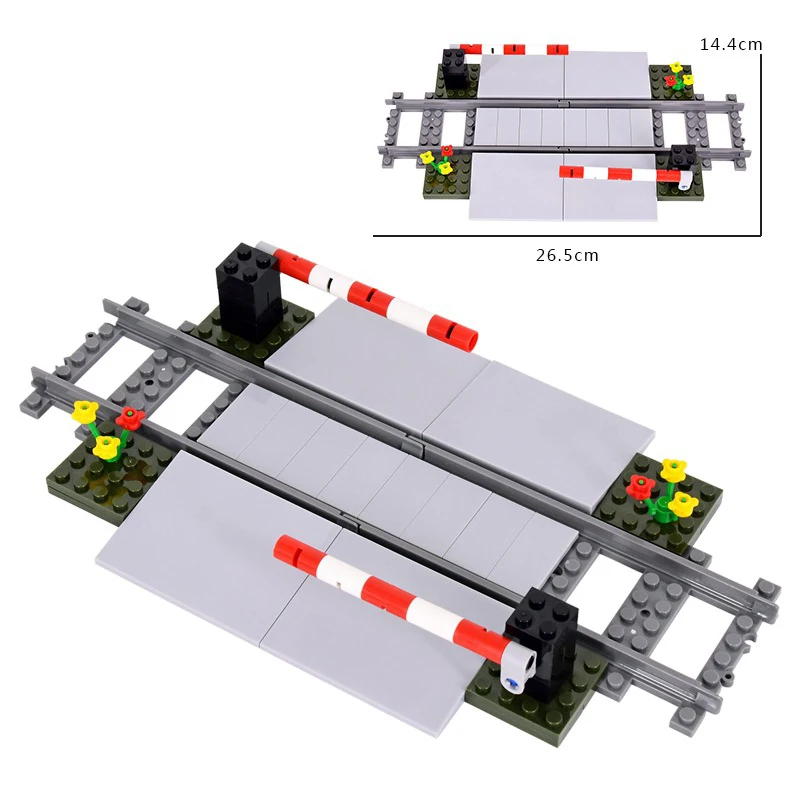 MOC Creative Expert Ideas City Train Railing Crossing Railway Express Bricks Building Blocks DIY Toys for children gifts