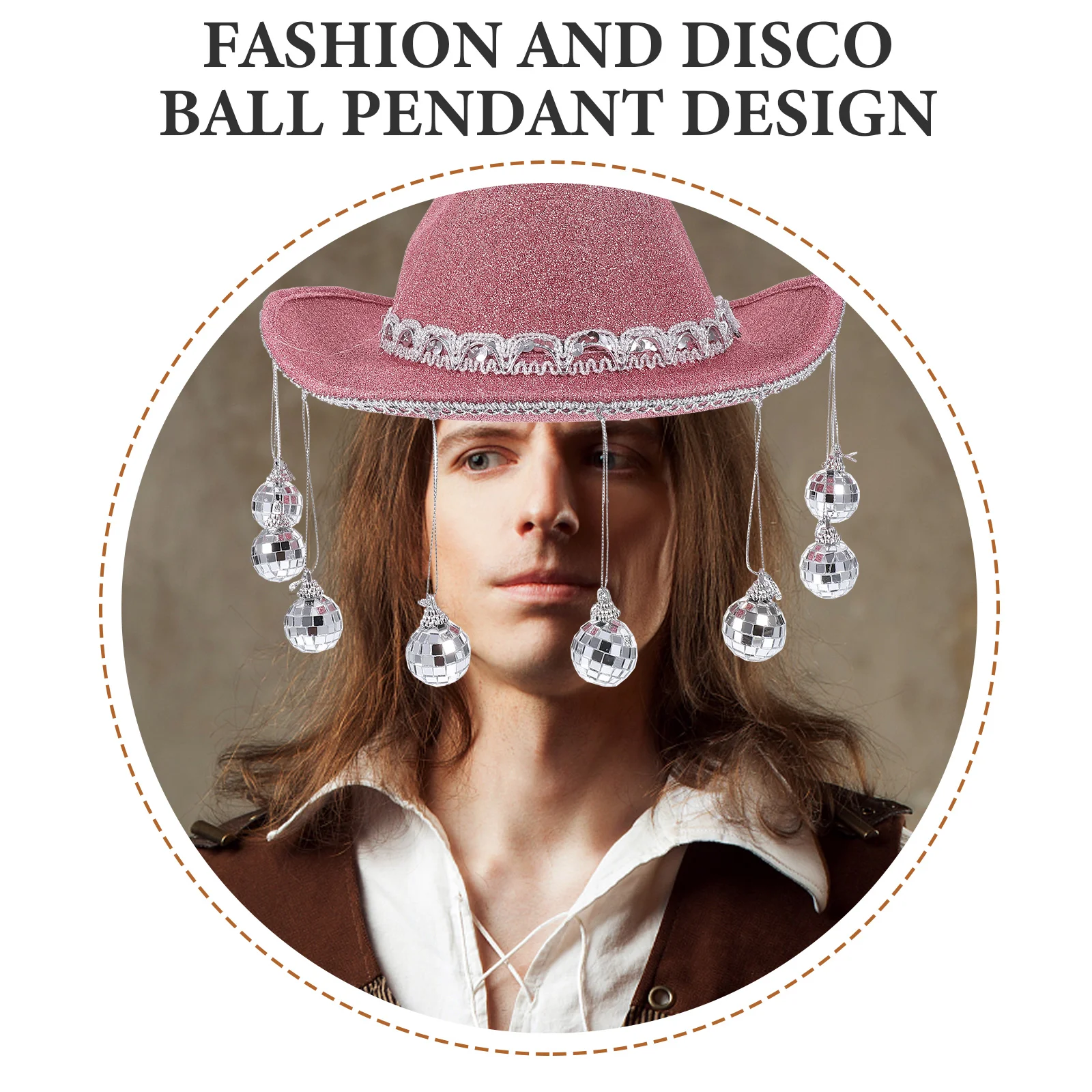 

Mirror Ball Cowboy Hat Women Cowgirl Fringe Disco Ball Design Party Hats Plastic Comfortable Festivals Carnivals Cosplay