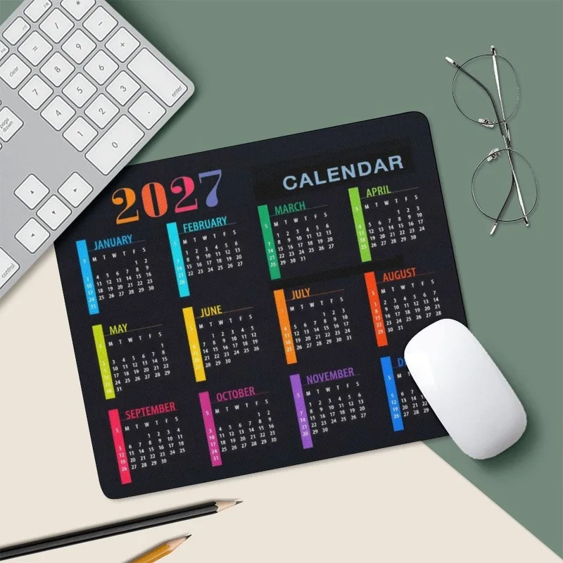 CIFbuy Calendar Mouse Pad 2027 Non-Slip Rubber Base Durable For Office Desk Laptop Desktop Computer Monthly Layout Desk Mat