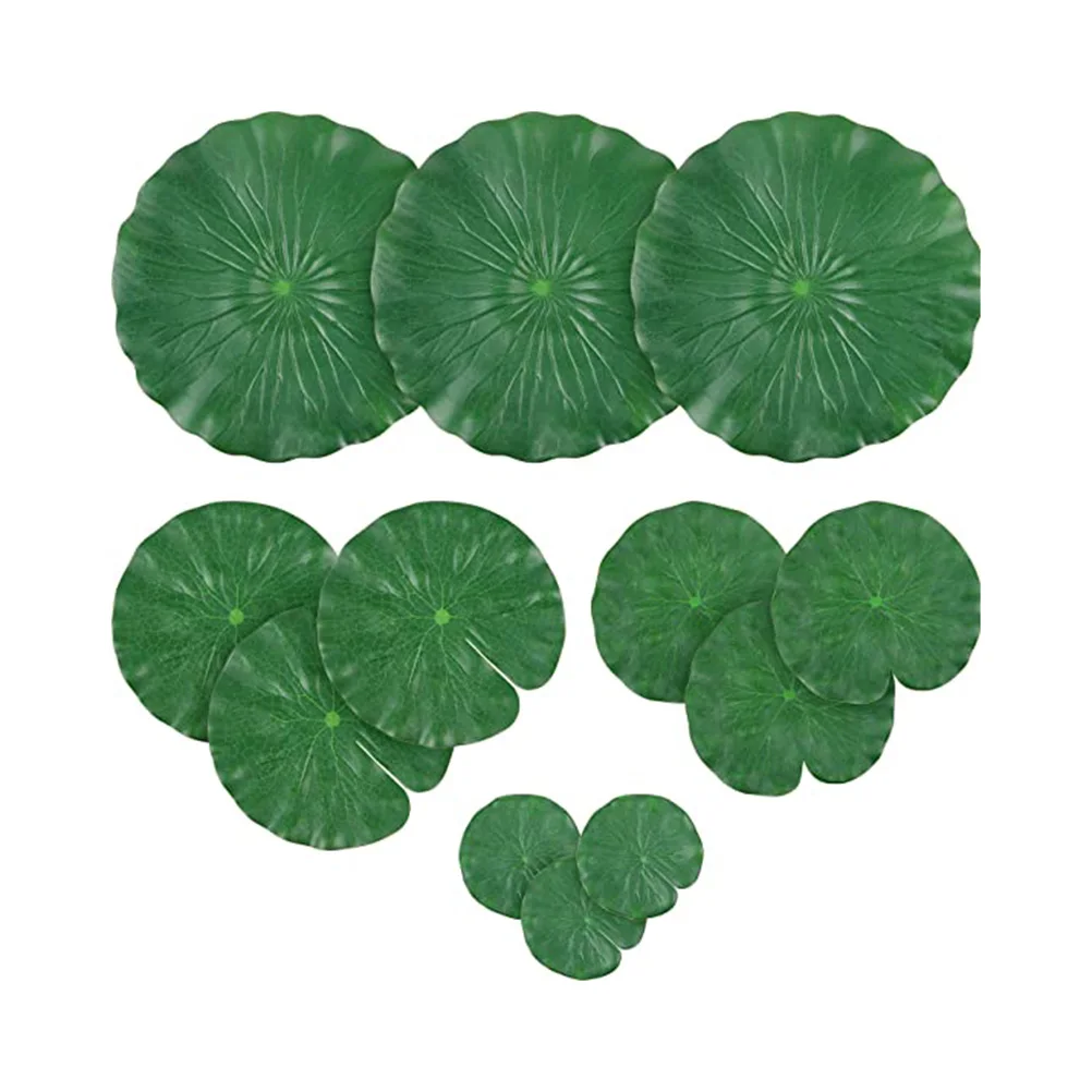 

12 pcs Simulation Lotus Leaf Artificial Plants Decor Fish Tank Pond Party Decoration 10Cm 17Cm 20Cm 28Cm Green