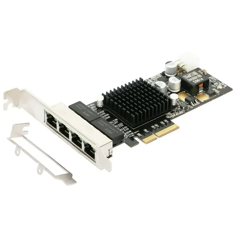 4 port PCIE POE Network Card  10/100/1000M Gigabit Industrial Ethernet Converter PCI-E 1x Adapter 350 chip