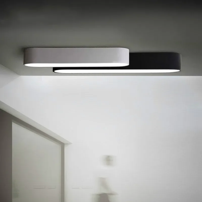 

Long Strip Oval LED Ceiling Lighting Black White Corridor Bedroom Ceiling Lampara Modern Ceiling Light