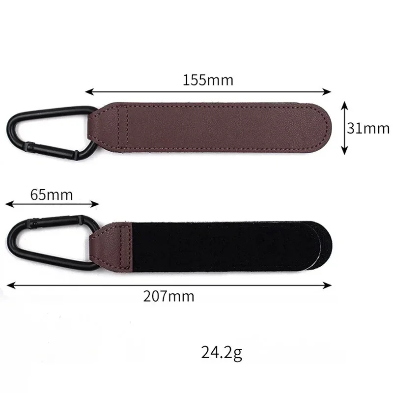 PU leather baby stroller hook, child seat handle hook, portable hiking hook, magic tape hook