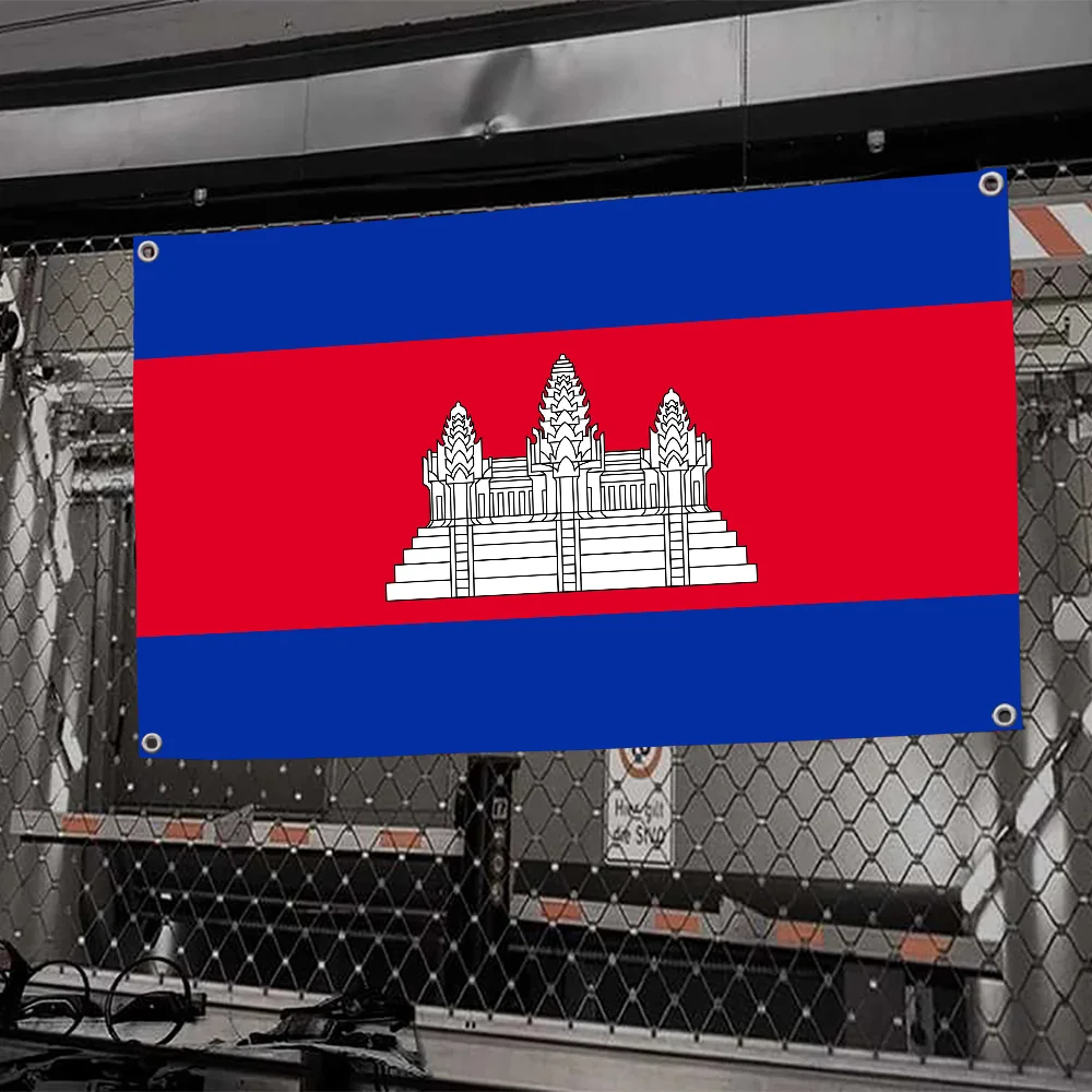 1pc Cambodia Flag Flags And Banners Four Hole Flag Polyester Outdoor Decor Room Aesthetic