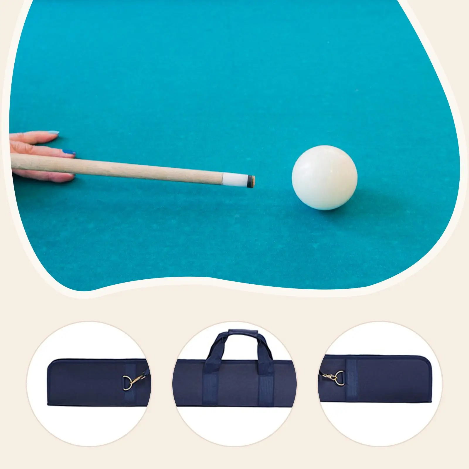 Сумка для переноски бильярдного кия 3/4 165x15 см, износостойкий аксессуар, легкий регулируемый ремень, водонепроницаемый, для хранения 2 стержня